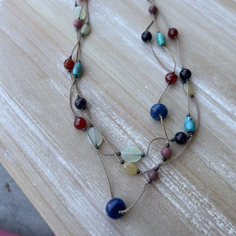 Three Stranded Beaded Necklace - Picture 2 of 5